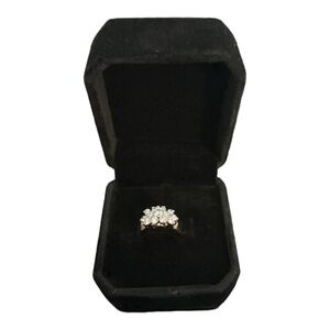RSC Gold Tone Ring Costume Jewelry Clear Rhinestones Engagement Style Size 4